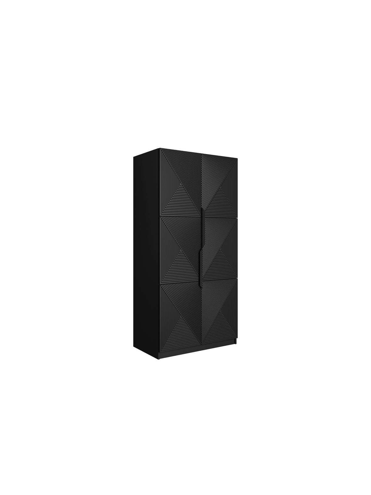 dulap Asha 100 cm z ryflowanym frontem i metalowymi uchwytami - negru mat / negru Mânere