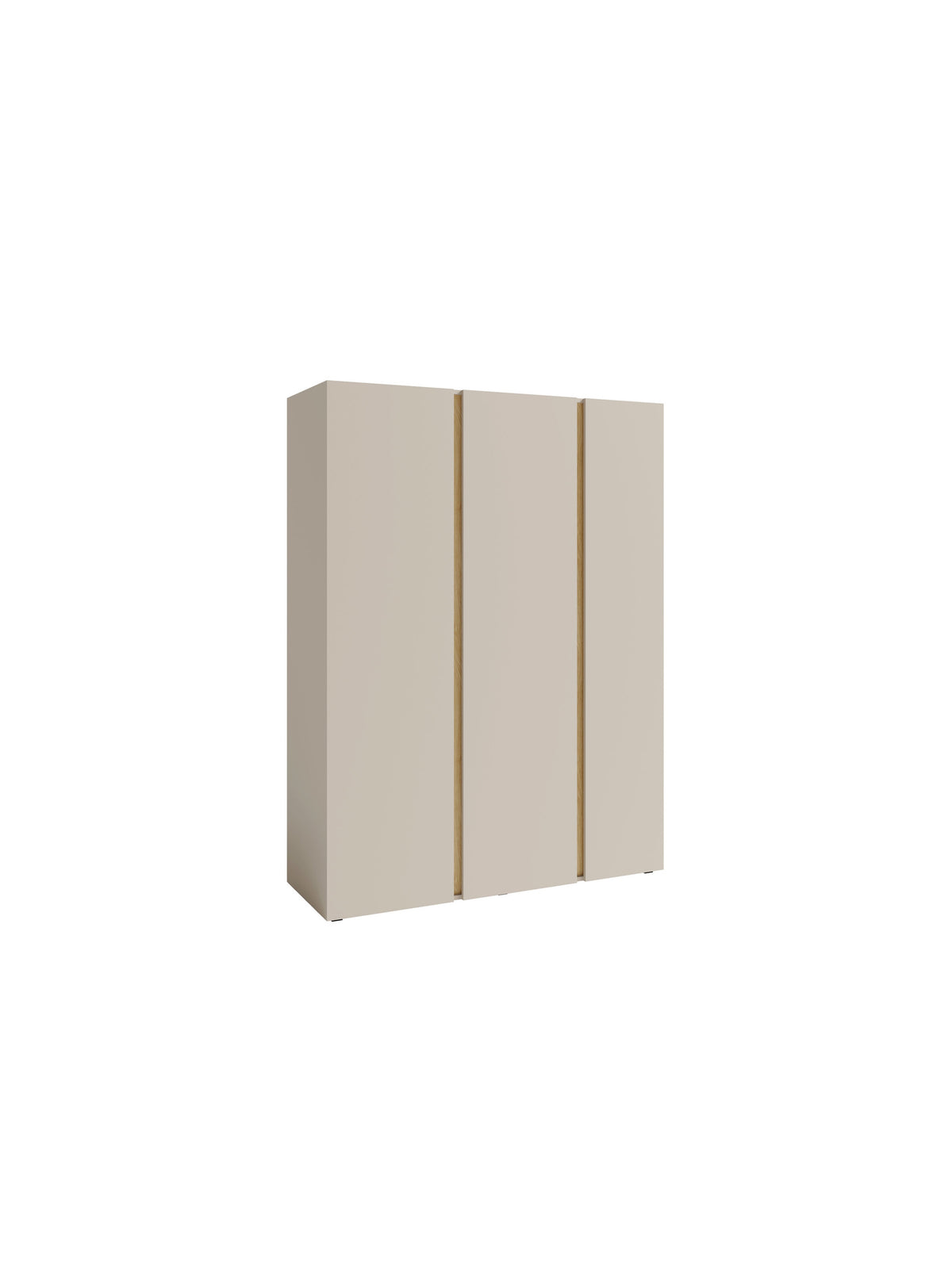 Dulap Altea 145 cm bej nisipiu cu front uleiuit stejar, 3 uși, stil modern organic
