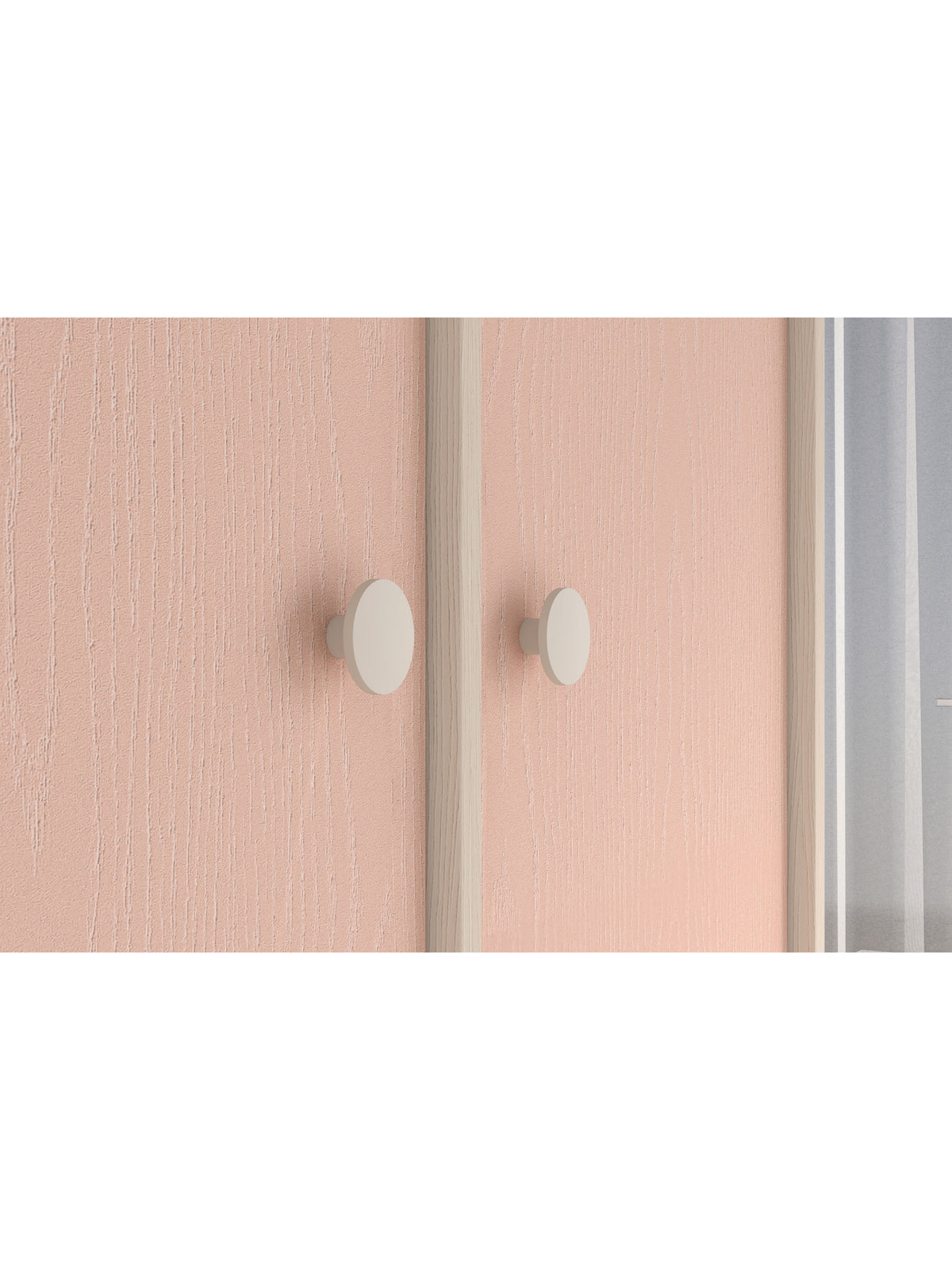 Dulap pentru copii Marla 80 cm cu fronturi roz millenial pink, detaliu mânere
