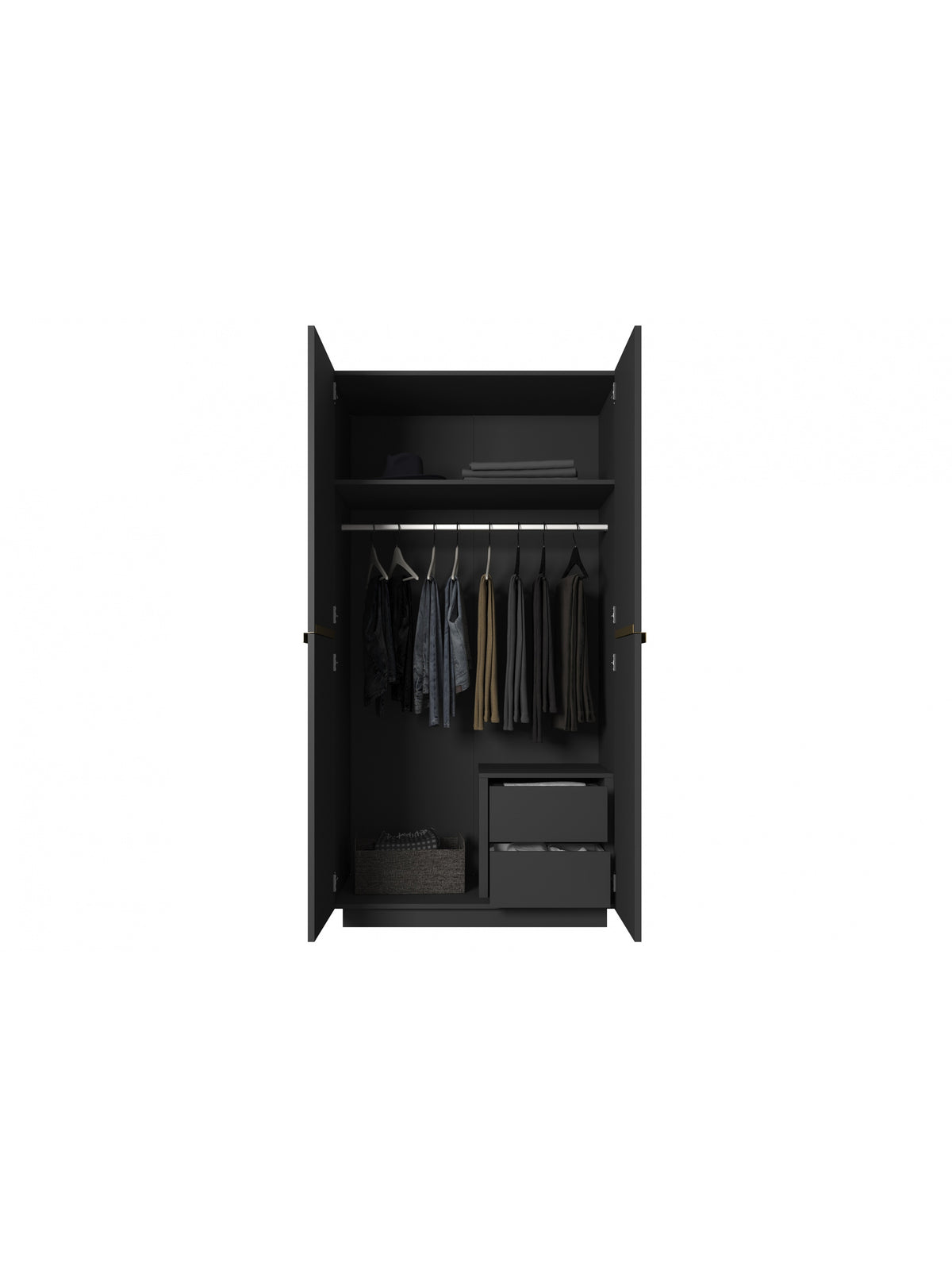 dulap Nicole 100 cm cu sertare - negru mat / zlote Mânere
