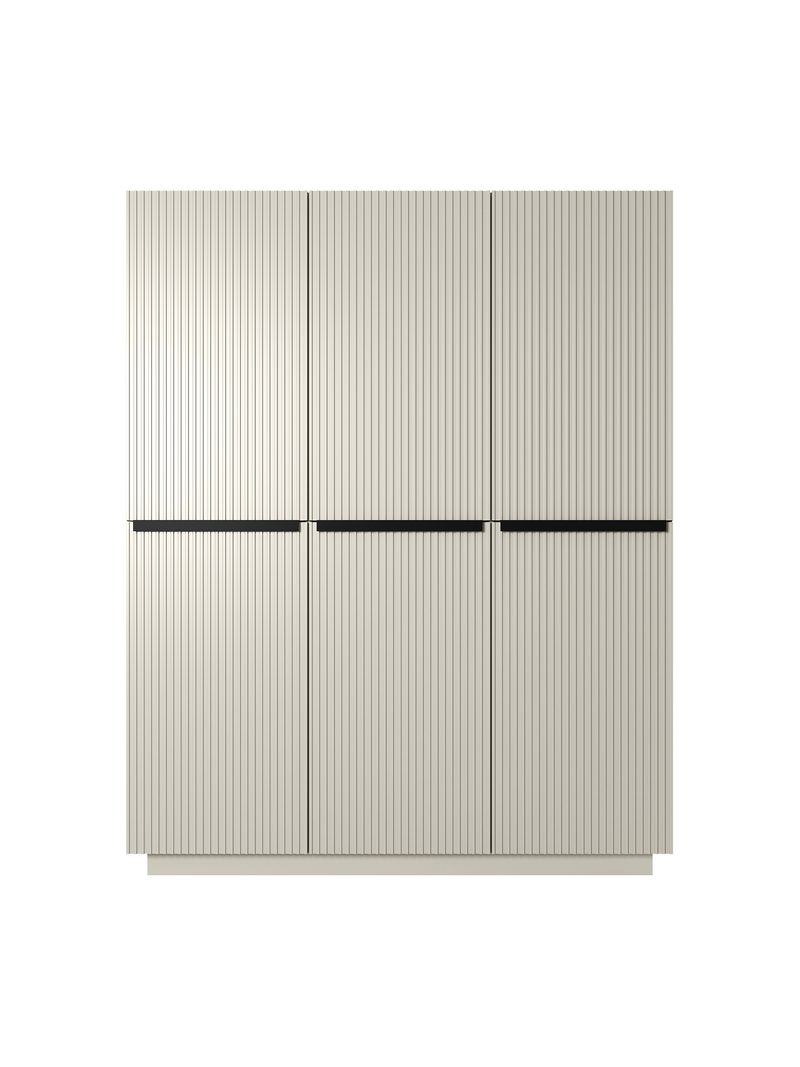 Dulap Nicole 150 cm casmir cu fronturi striate și mânere metalice negre