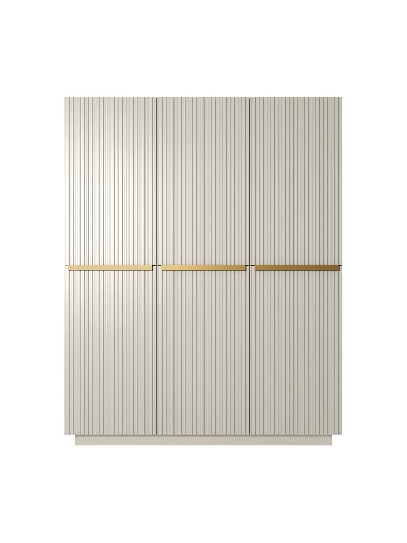 Dulap Nicole 150 cm casmir mat cu fronturi canelate și mânere aurii