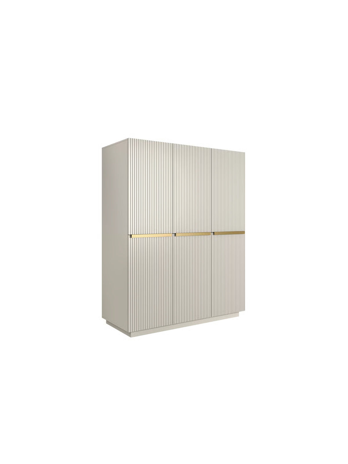 Dulap Nicole 150 cm casmir mat cu fronturi striate și mânere aurii, vedere frontală