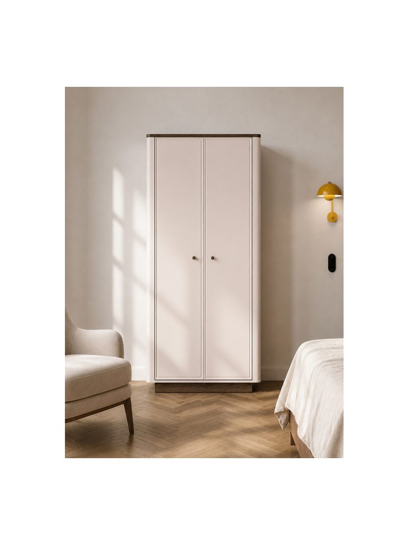 Dulap deschis Amberto 92 cm în culoare cașmir cu postament dąb windmill dark, vedere frontală