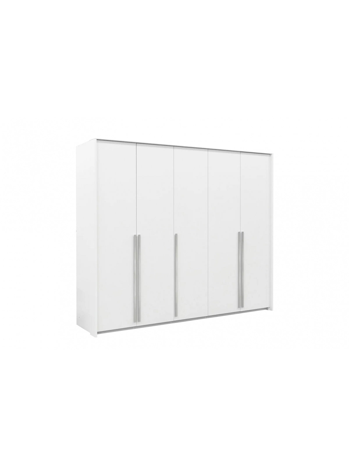 Dulap cu cinci uși Norevia 255 cm alb cu mânere simple