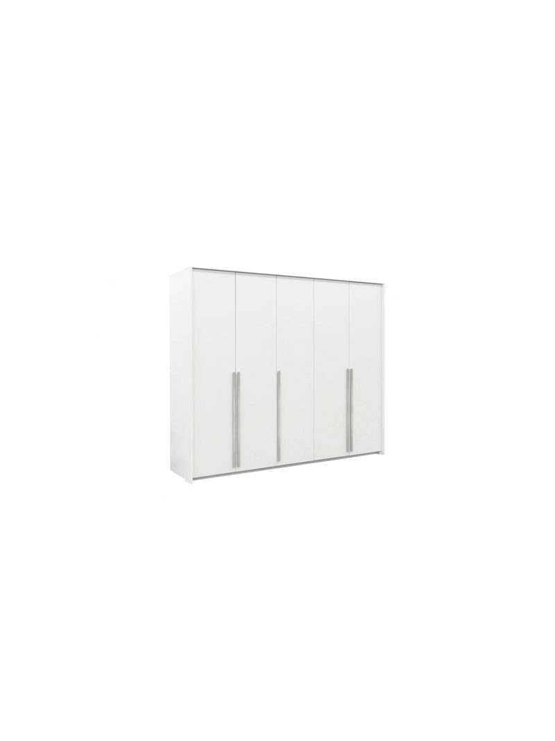 Dulap cu cinci uși Norevia 255 cm alb cu mânere simple