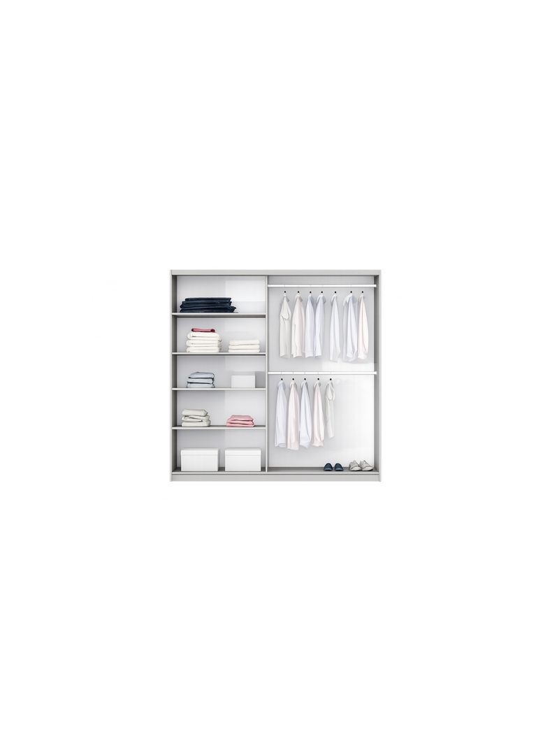 Dulap cu uși glisante Tanis 200 cm cashmere cu iluminare LED și interior deschis cu rafturi