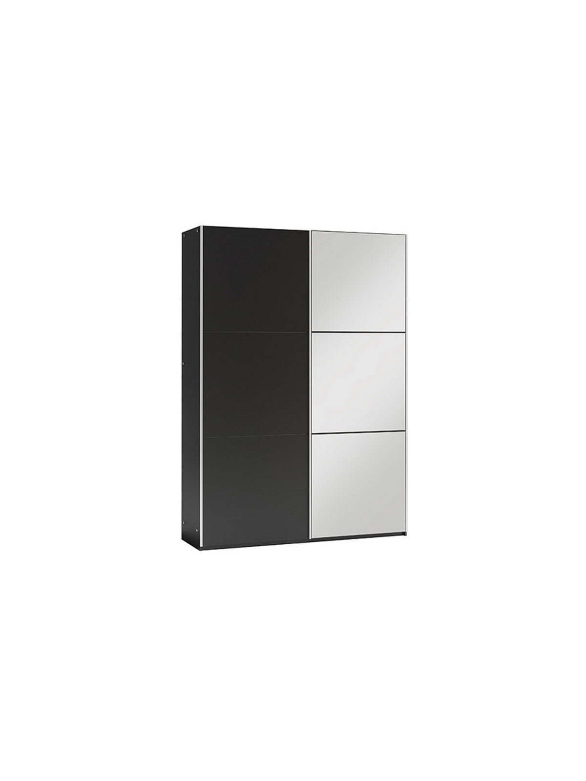 Dulap cu uși glisante Laris 120 cm negru cu oglindă, front și corp din laminat