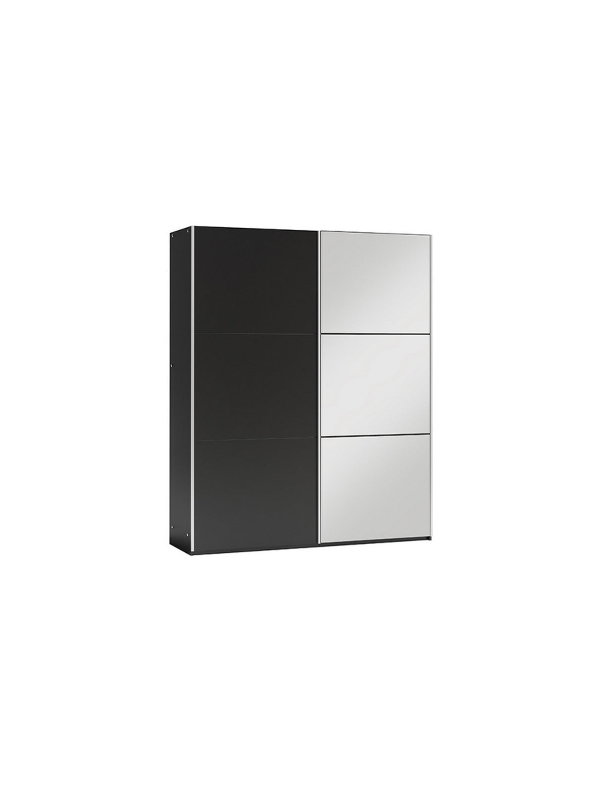 Dulap cu uși glisante Laris 150 cm negru cu o ușă oglindă