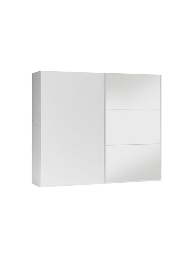 Dulap glisant alb Laris 250 cm cu oglindă mare pe față