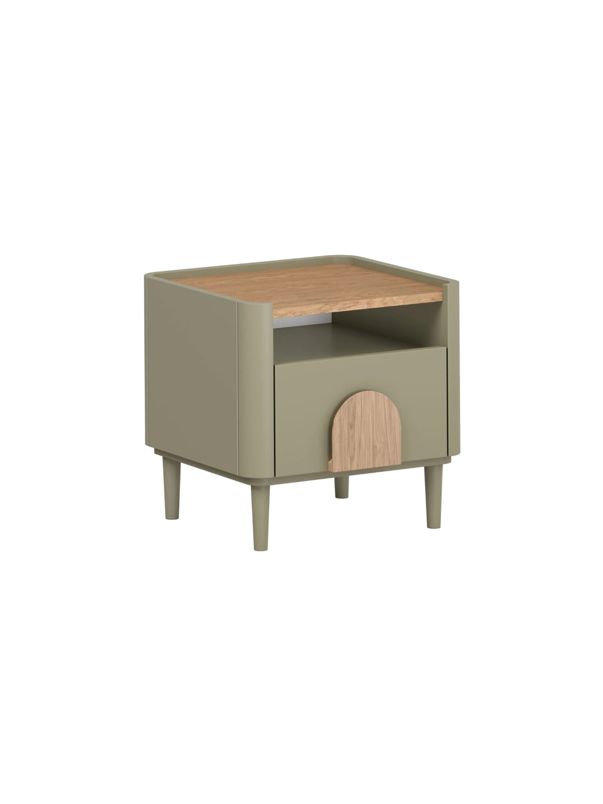Noptieră Amilio 50 cm eucalipt cu sertar și blat stejar baltic dune