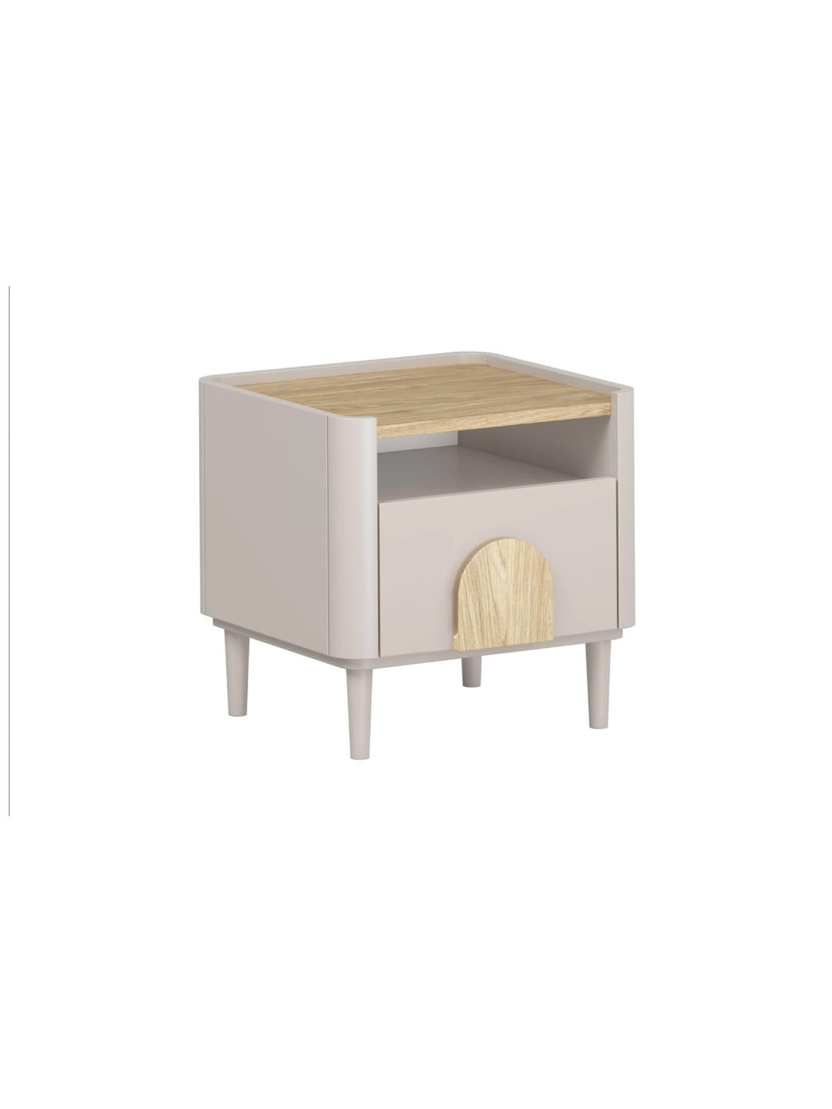Noptieră Amilio 50 cm casmir cu sertar și blat din stejar