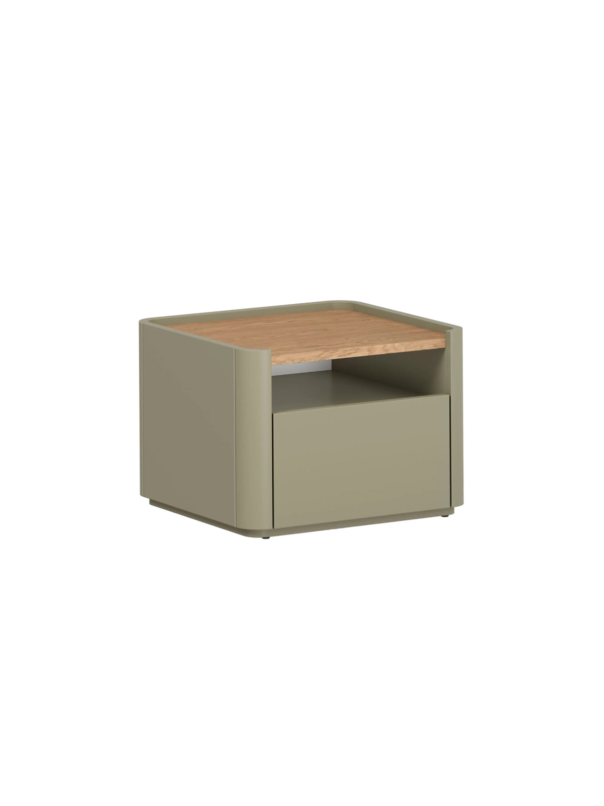 Noptieră Elivo 50 cm culoare eucalipt cu blat stejar baltic dune și un sertar