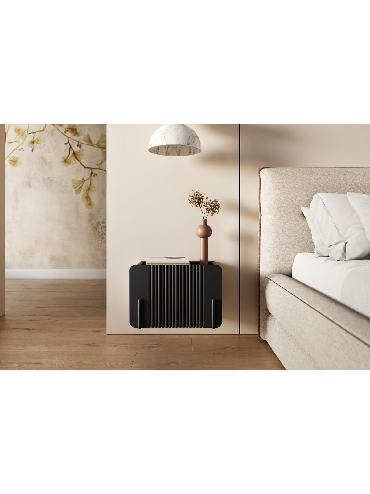 Szafka noapte Malmi 45 cm suspendată z szuflada - negru mat / negru