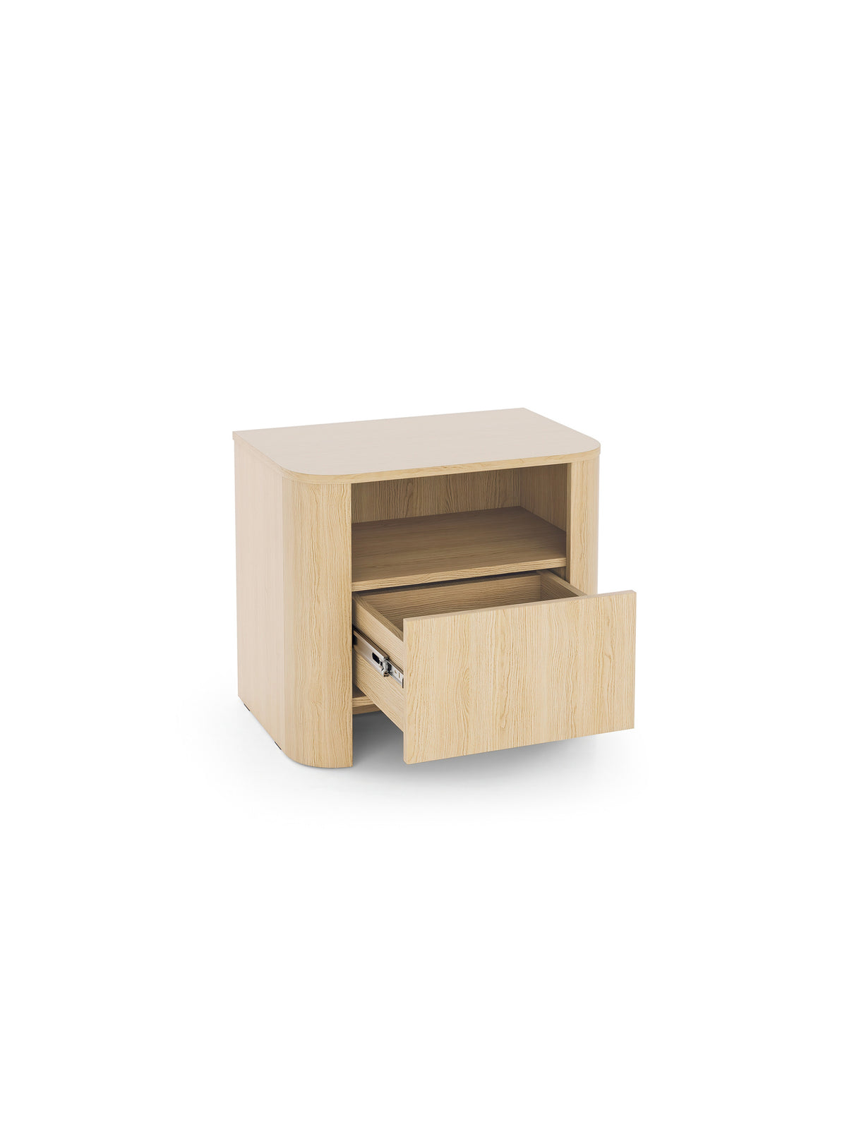 Noptieră Sorrenti 58 cm culoare stejar Vicenza cu un sertar și un compartiment, vedere frontală