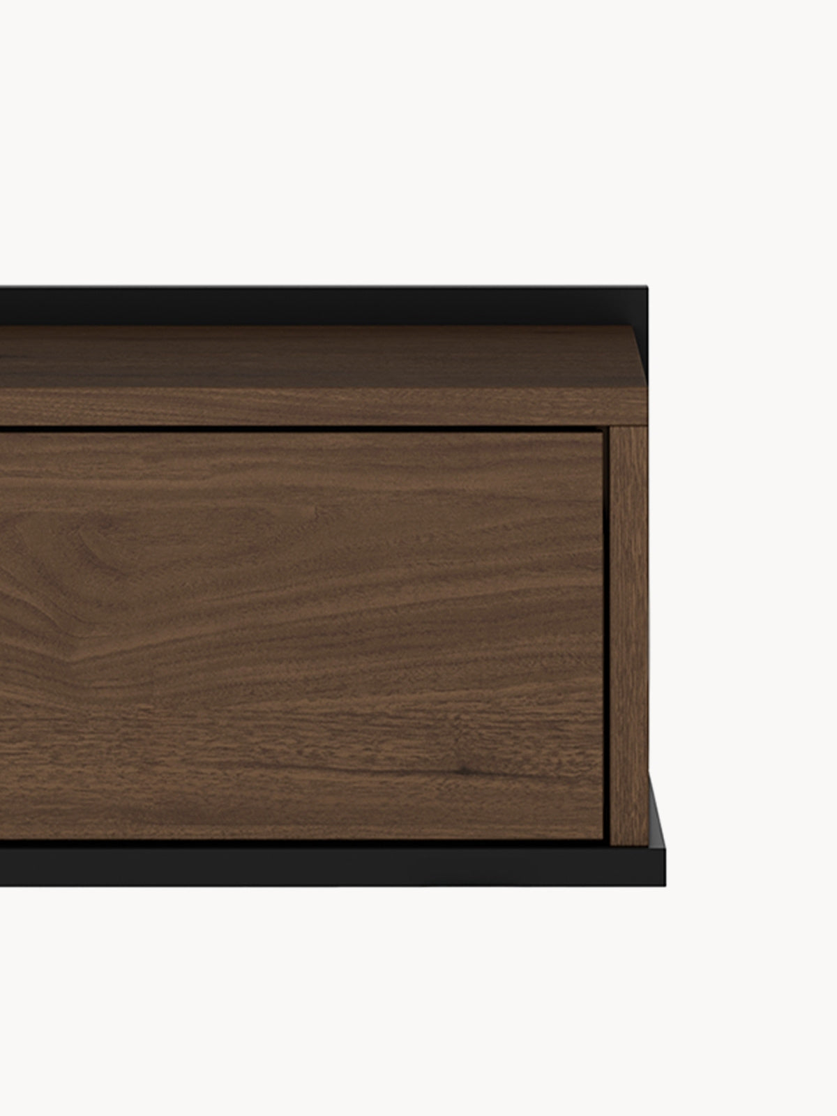 Noptieră suspendată Zenar 50 cm cu sertar, culoare orzech elegant și cadru negru