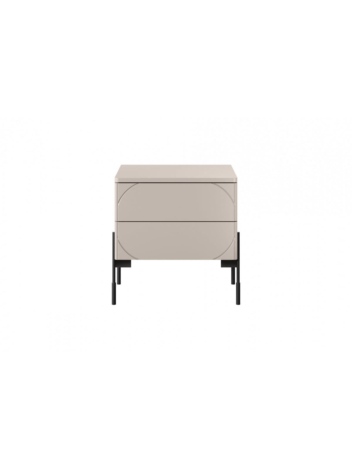 Noptieră Sonatia 45 cm, culoare casmir, cu două sertare, pe picioare metalice negre
