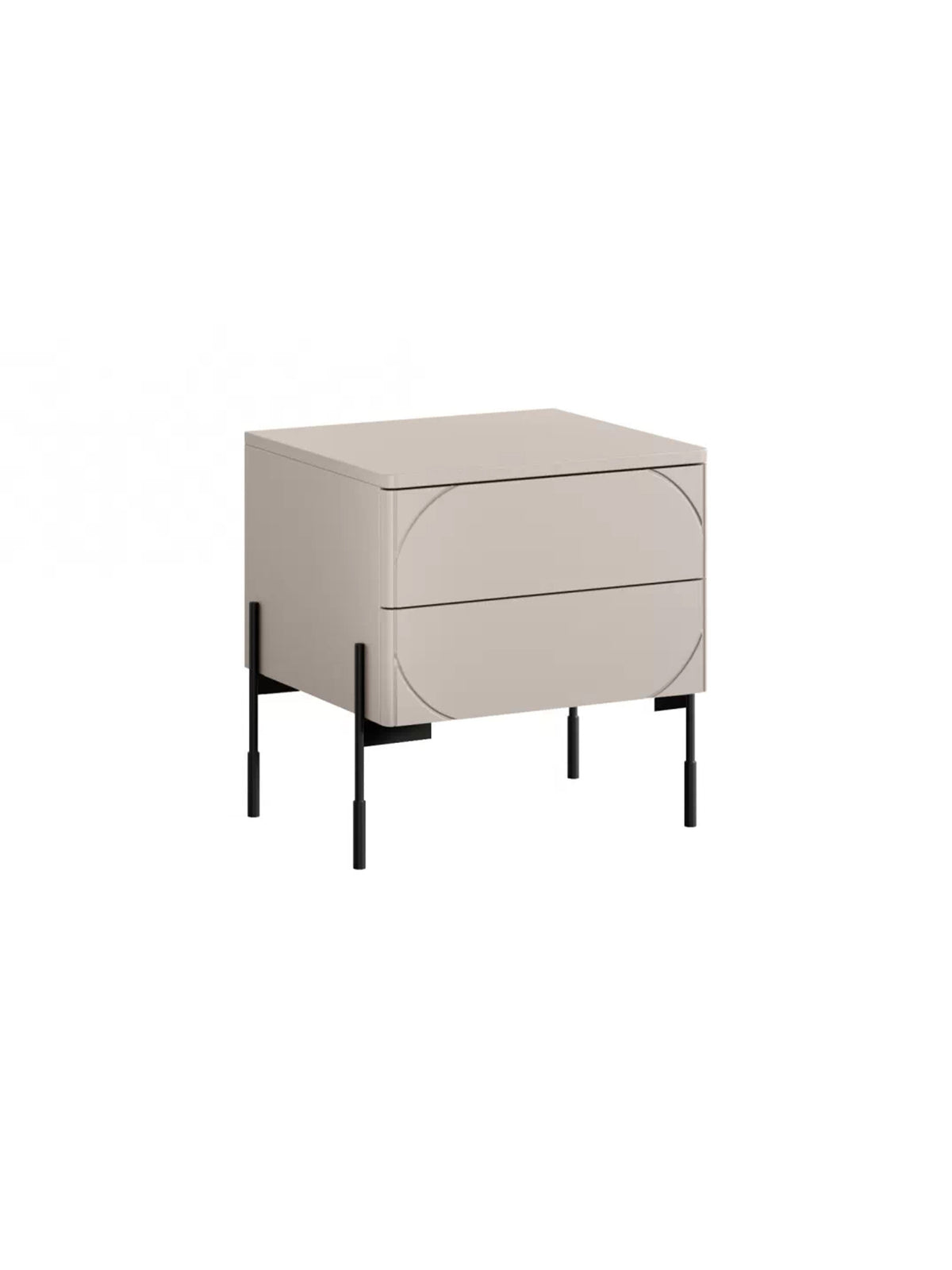 Noptieră Sonatia 45 cm casmir, două sertare, picioare metalice