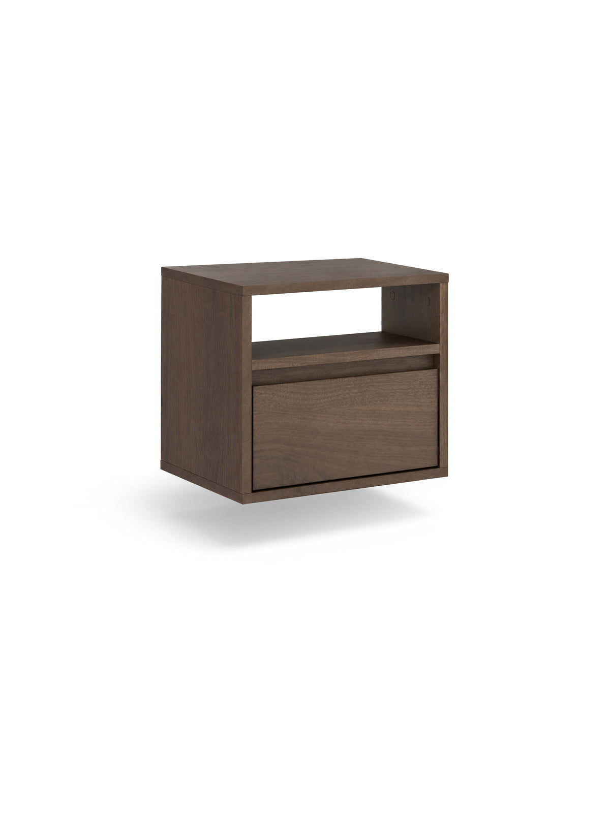Noptieră suspendată Zolia 40 cm nuc elegant cu un sertar și o polite