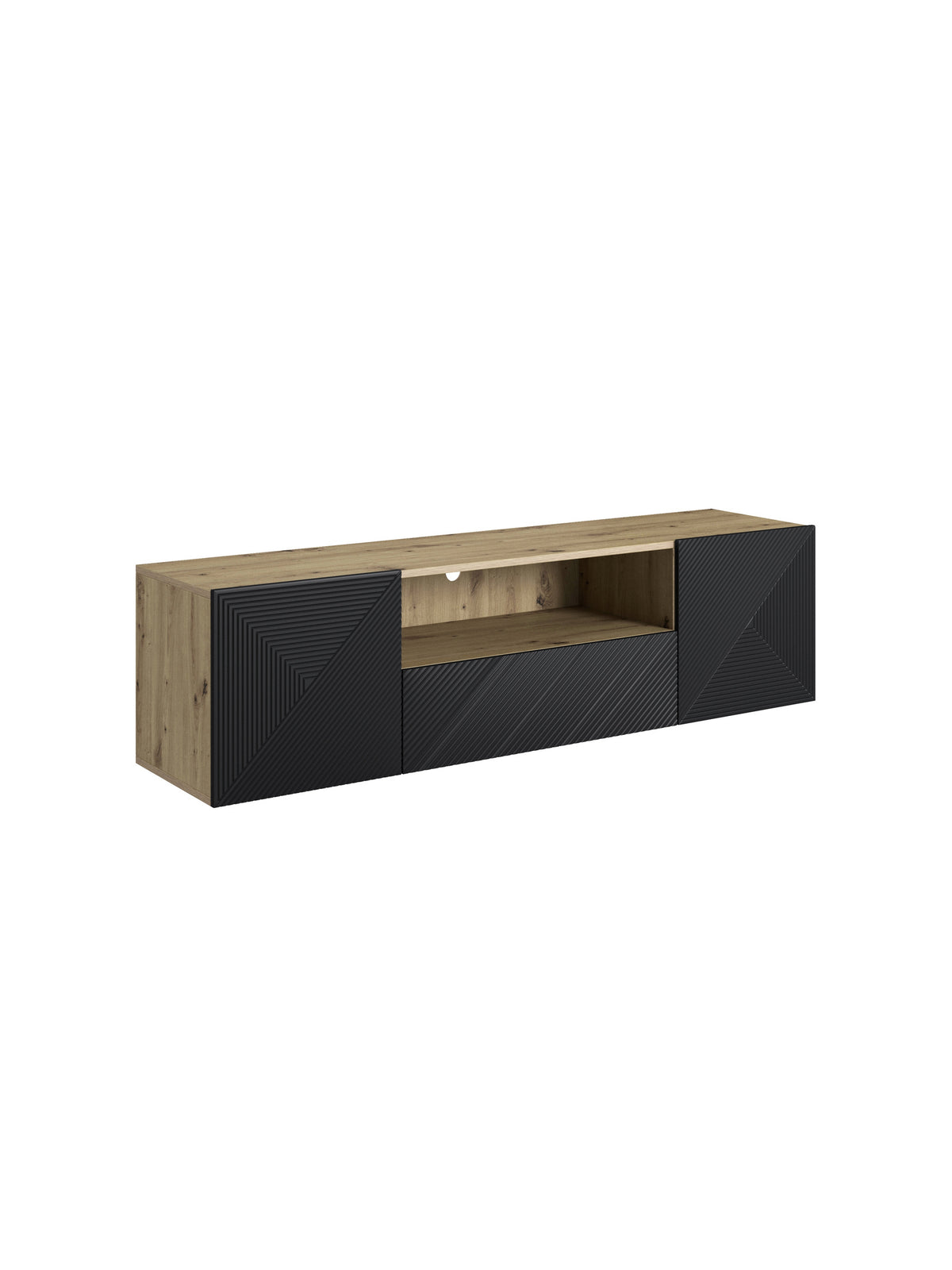 Dulap TV Asha 167 cm suspendată z szuflada i wneka - artisan / negru mat