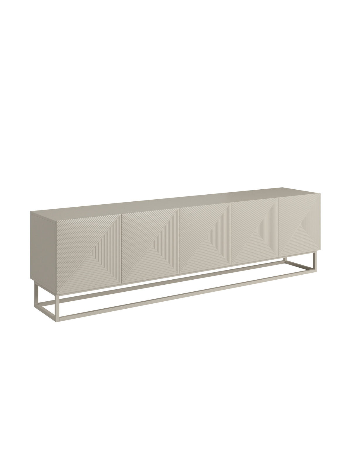 Comodă TV Asha 200 cm culoare cashmere cu front rigat și cadru metalic