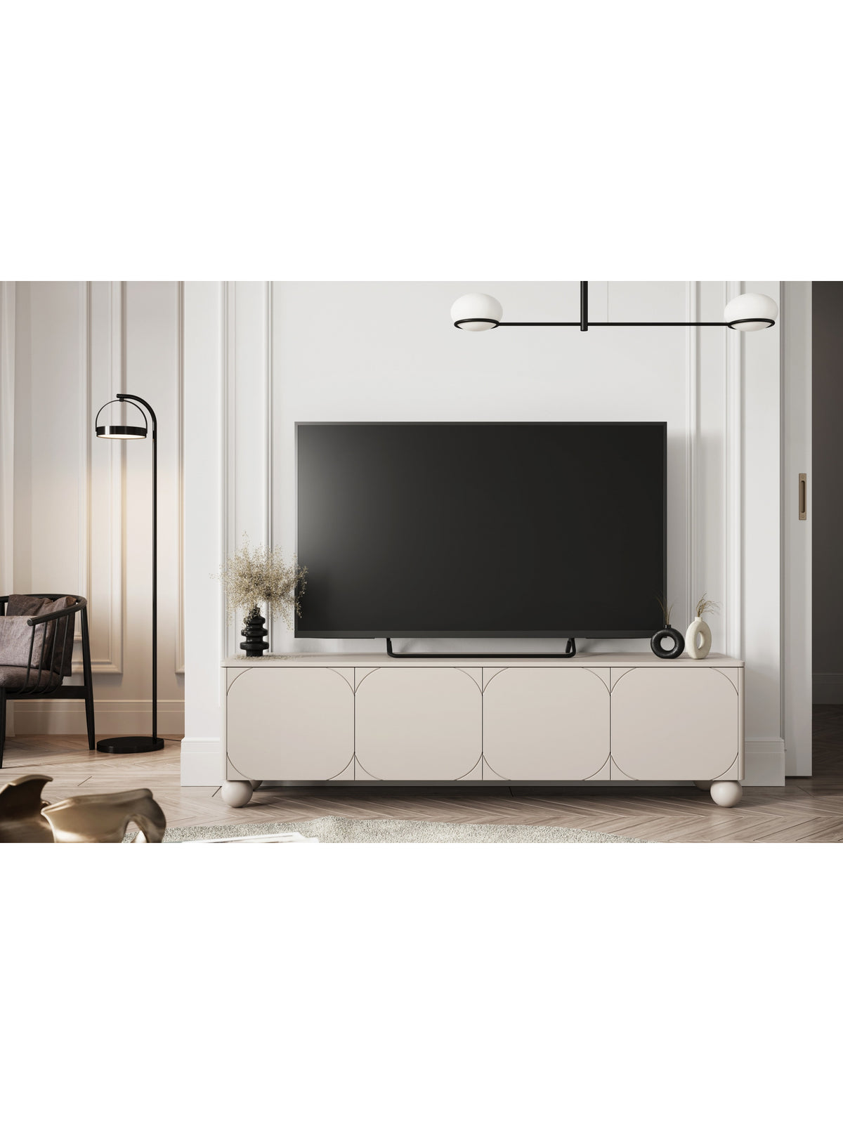 Comodă TV Sonatia II 200 cm cu patru uși casmir cu front mat