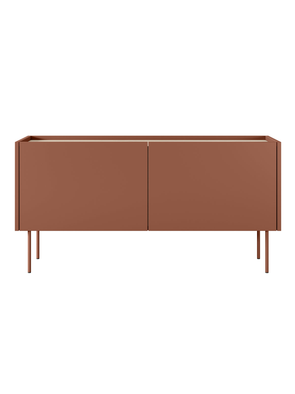Comodă TV Desin 120 cm ceramic red mat cu blat stejar nagano și sertar ascuns