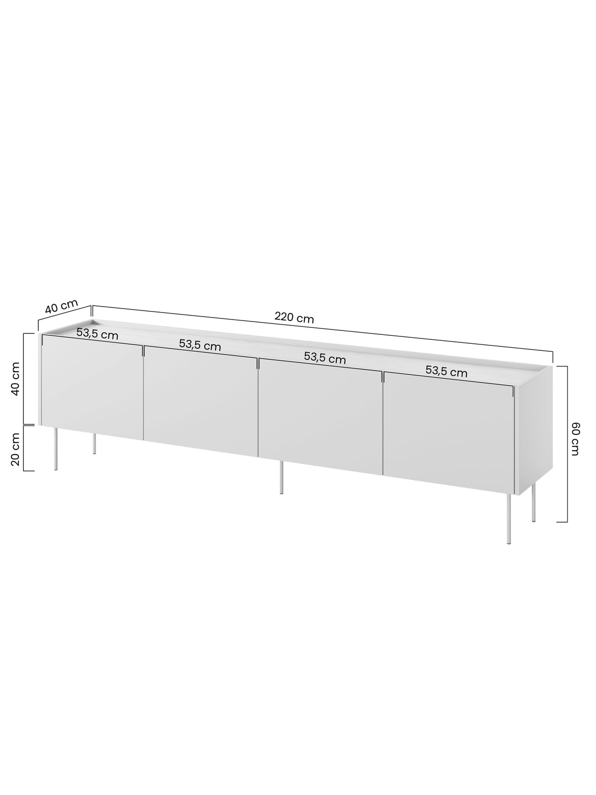 Comodă TV Desin 220 cm roșu ceramic red cu 2 sertare ascunse și blat de stejar Nagano