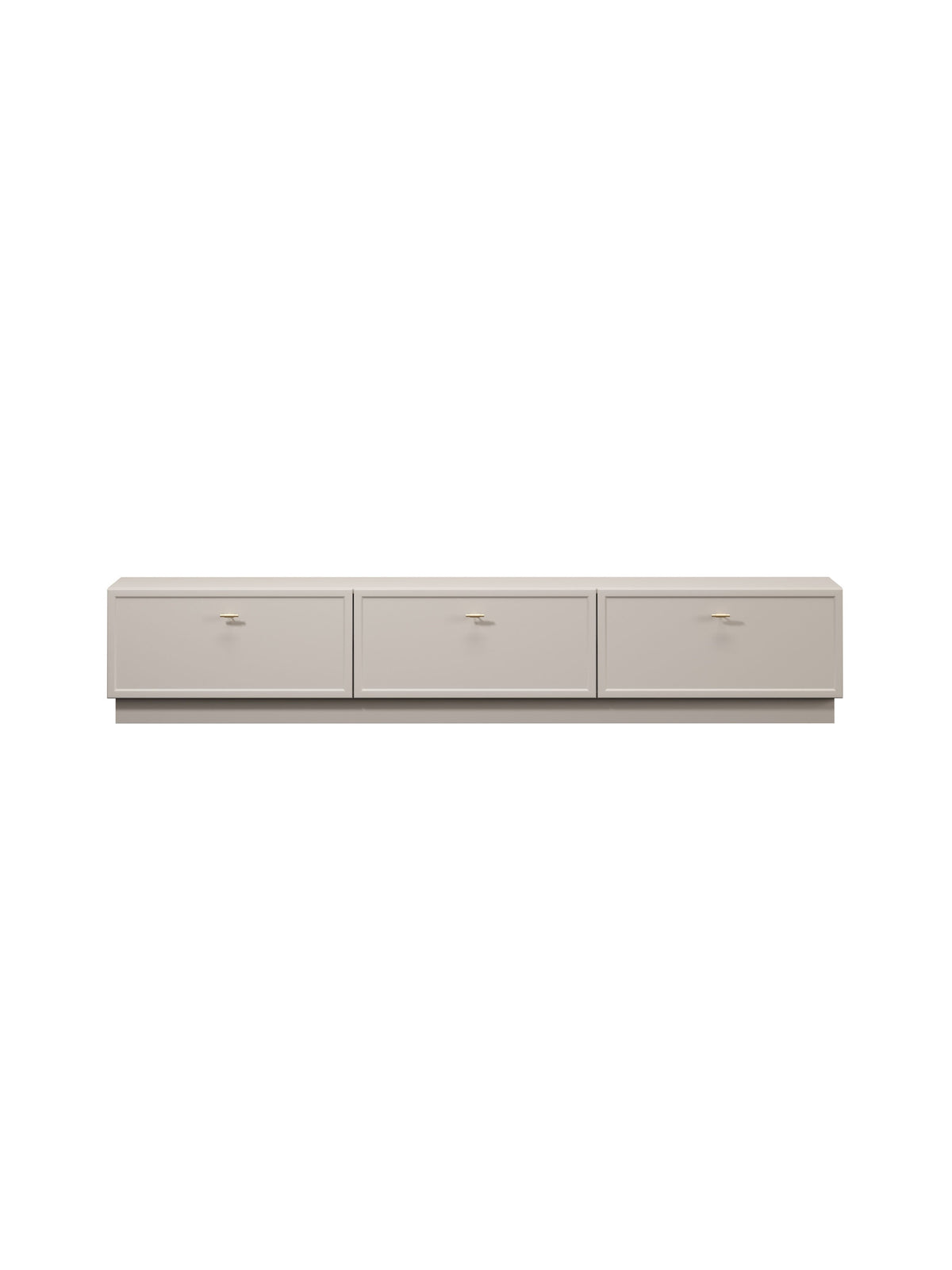 Dulap RTV Lorini 200 cm casmir cu trei fronturi și mânere aurii T-bar
