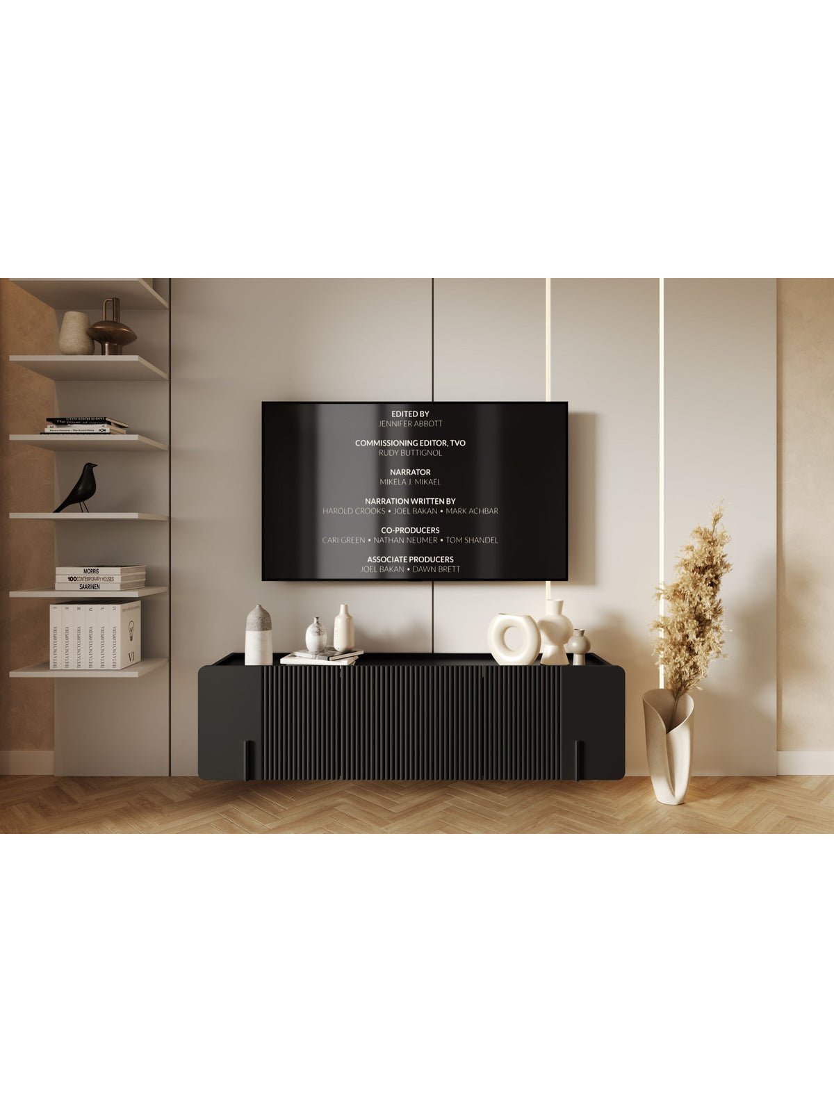Dulap TV Malmi 150 cm suspendată - negru mat / negru