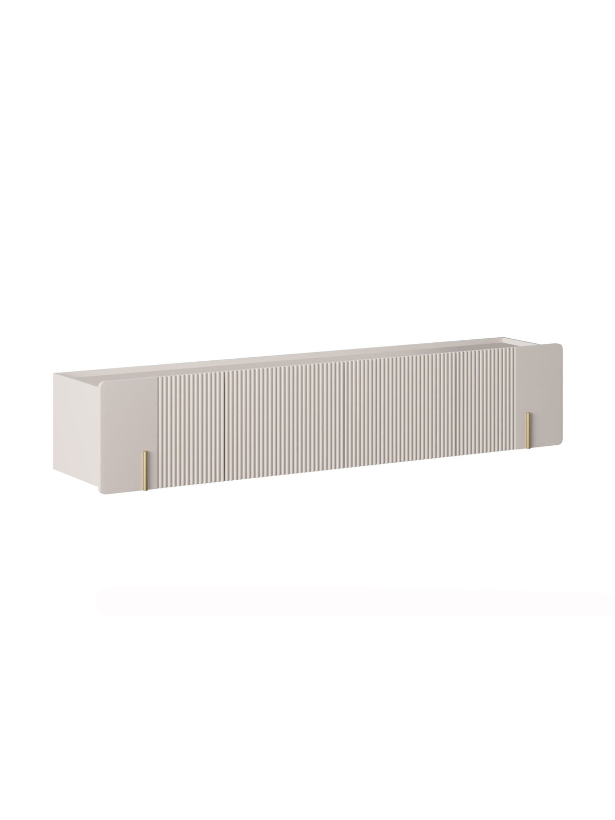 Dulap RTV suspendat Malmi 200 cm casmir cu front striat și mânere aurii
