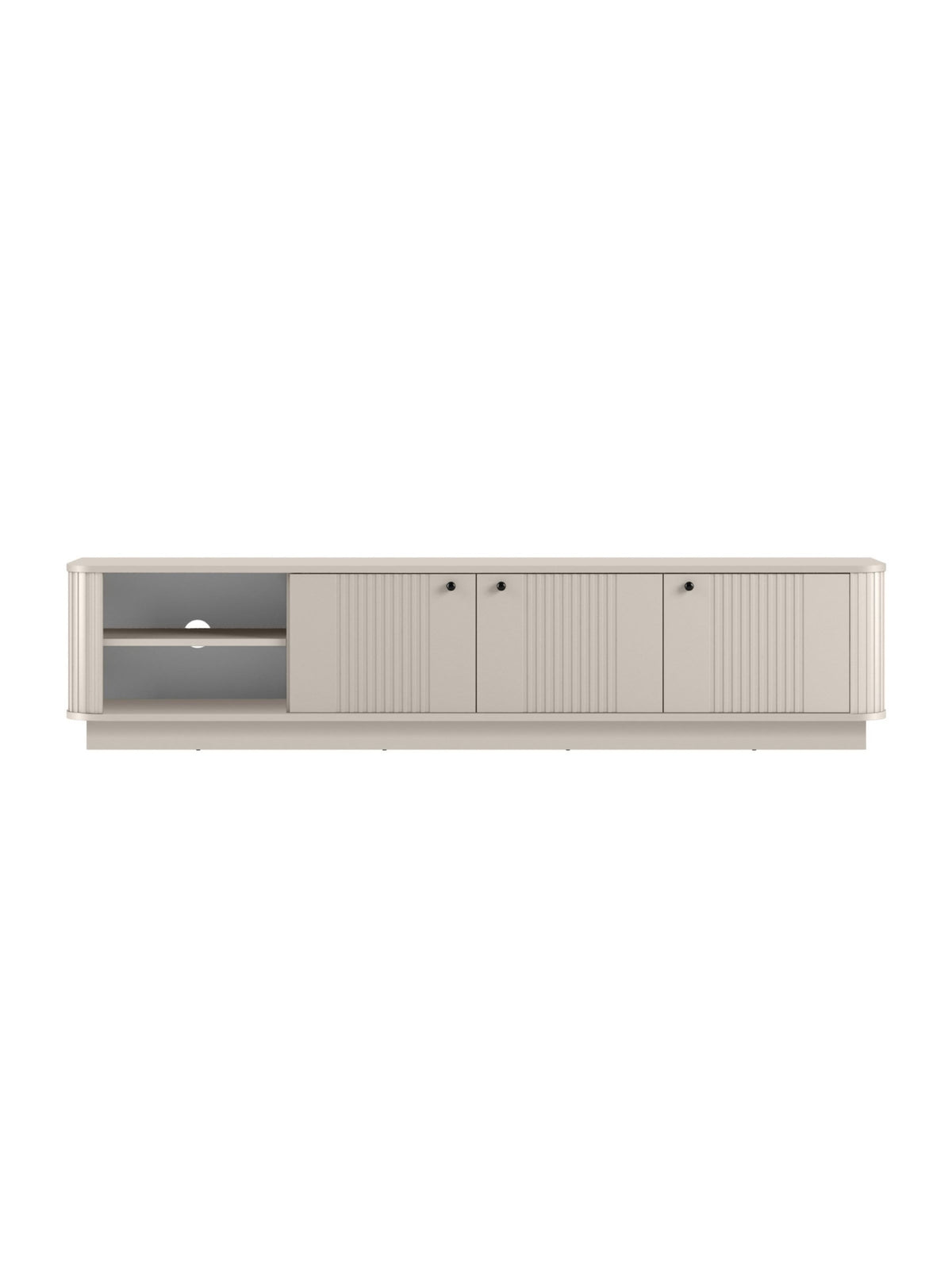 Comodă TV Vesper 3D 187 cm cashmere cu mânere negre și front rigat