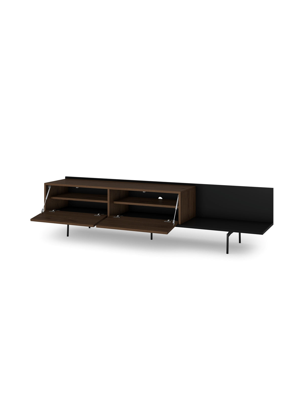 Dulap TV Zenar 200 cm z metalowymi nogami - nuc elegant / negru