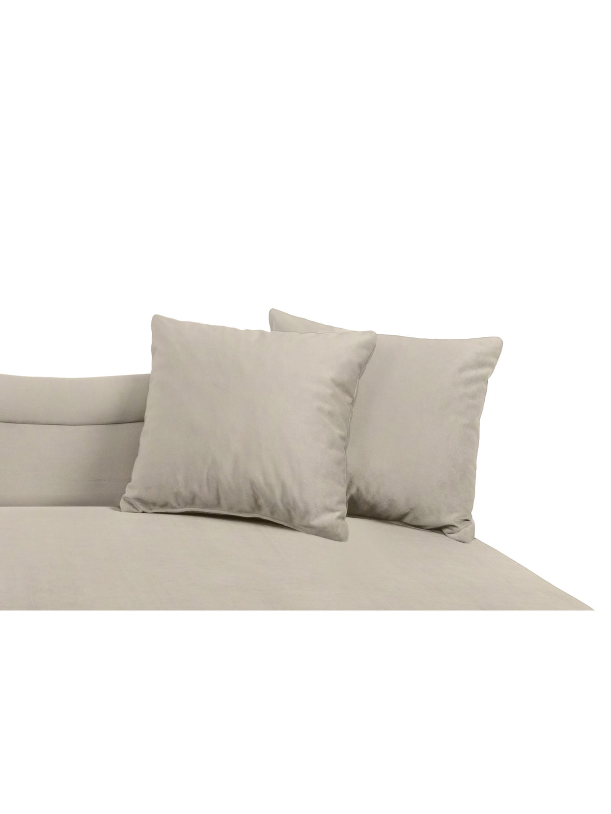 Pat tapițat Marek cu spațiu de depozitare, detaliu două perne bej