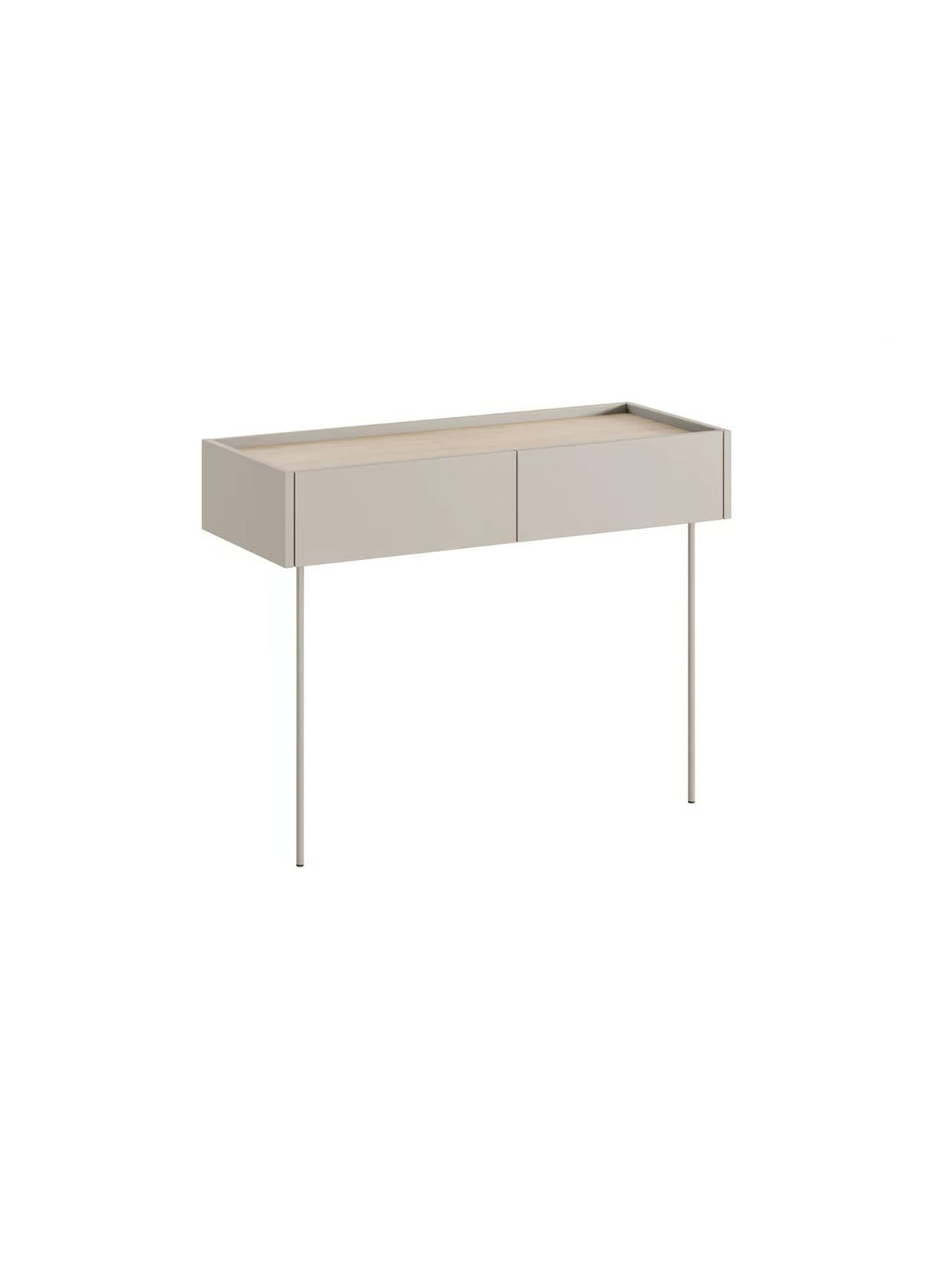 Masă de toaletă Desin 100 cm bej cu două sertare și picioare metalice