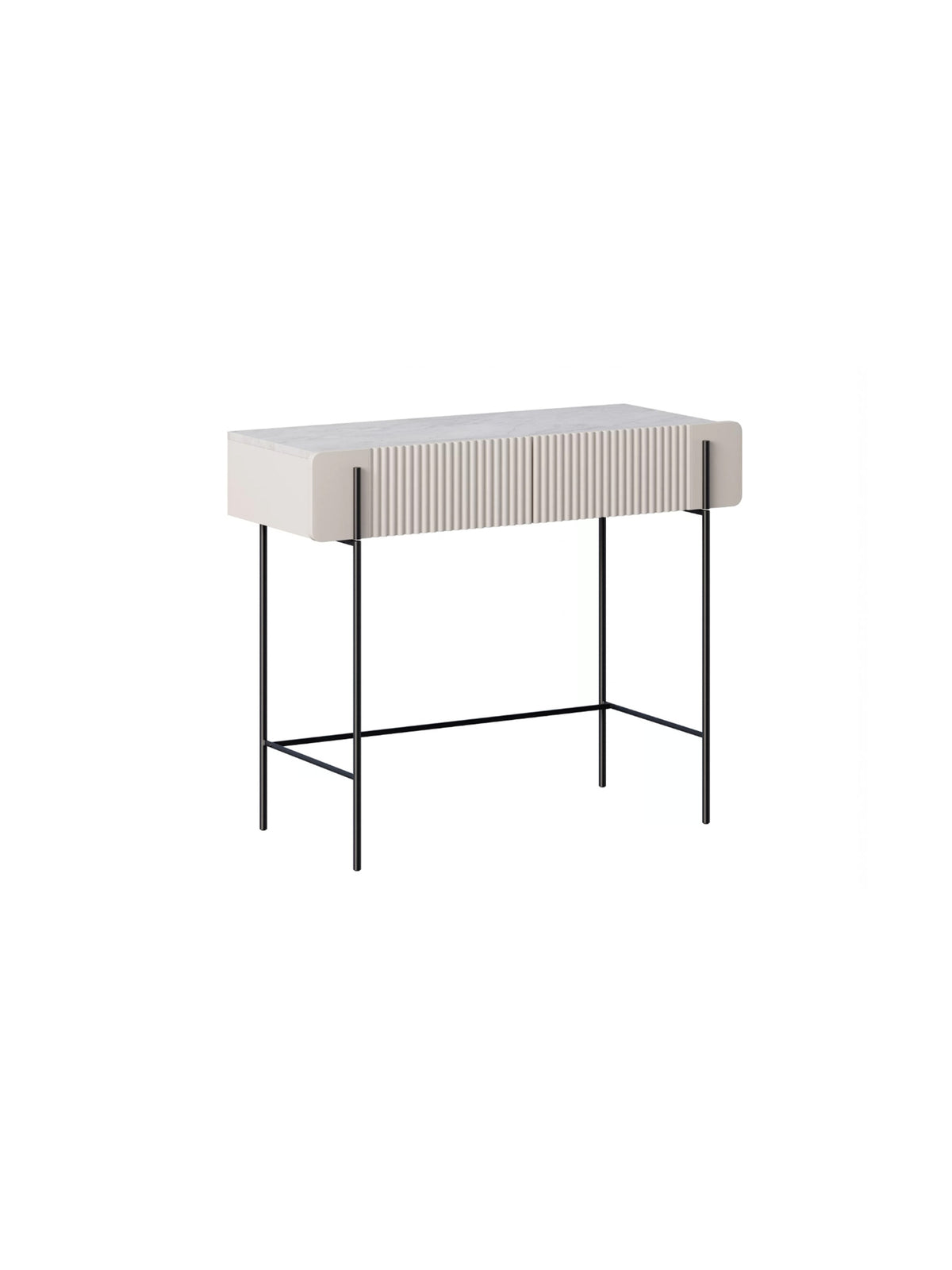 Toaletă modernă Malmi 100 cm culoare cașmir cu blat crema bianca și picioare negre