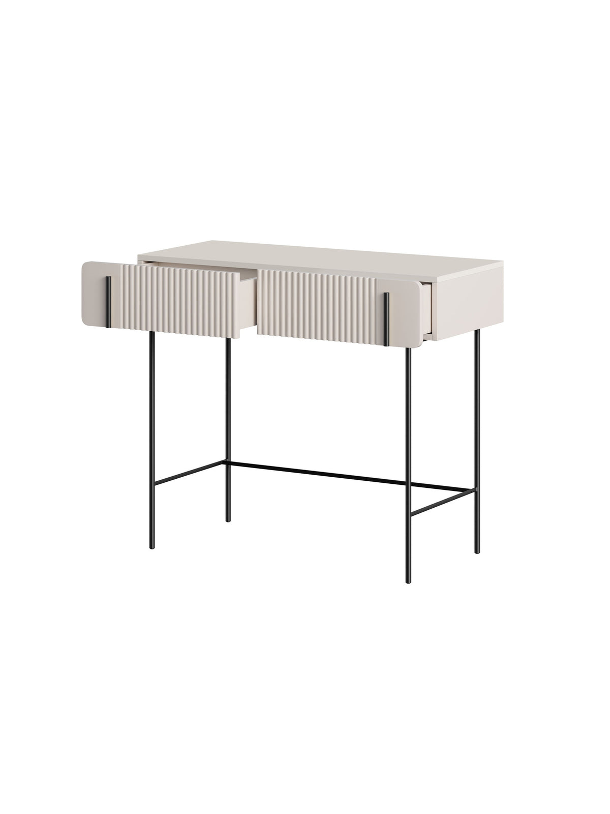 Toaletă Malmi 100 cm casmir cu fronturi canelate și picioare negre metalice