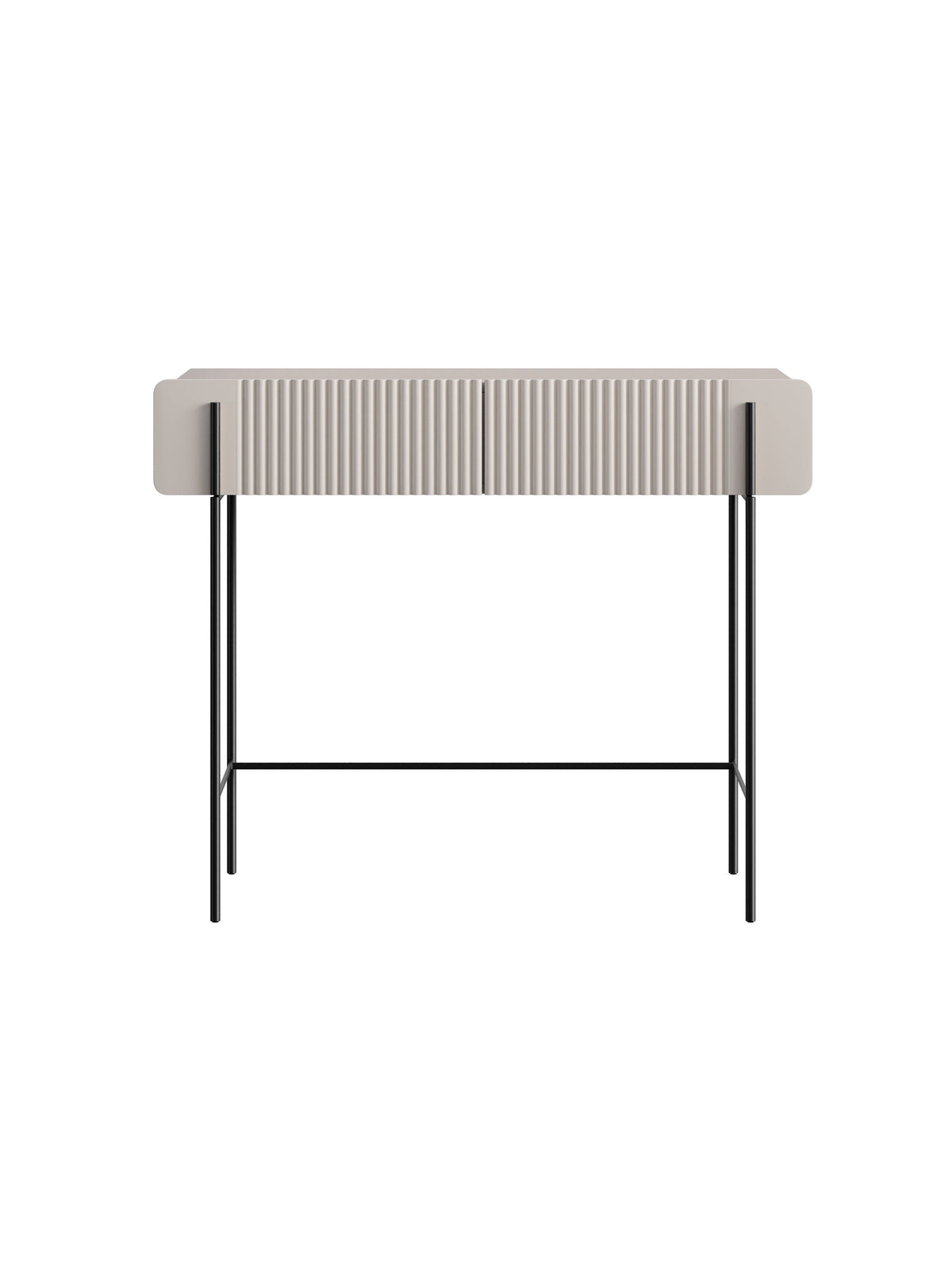 Toaletă Malmi 100 cm culoare cașmir, picioare negre metalice, fațadă rigată