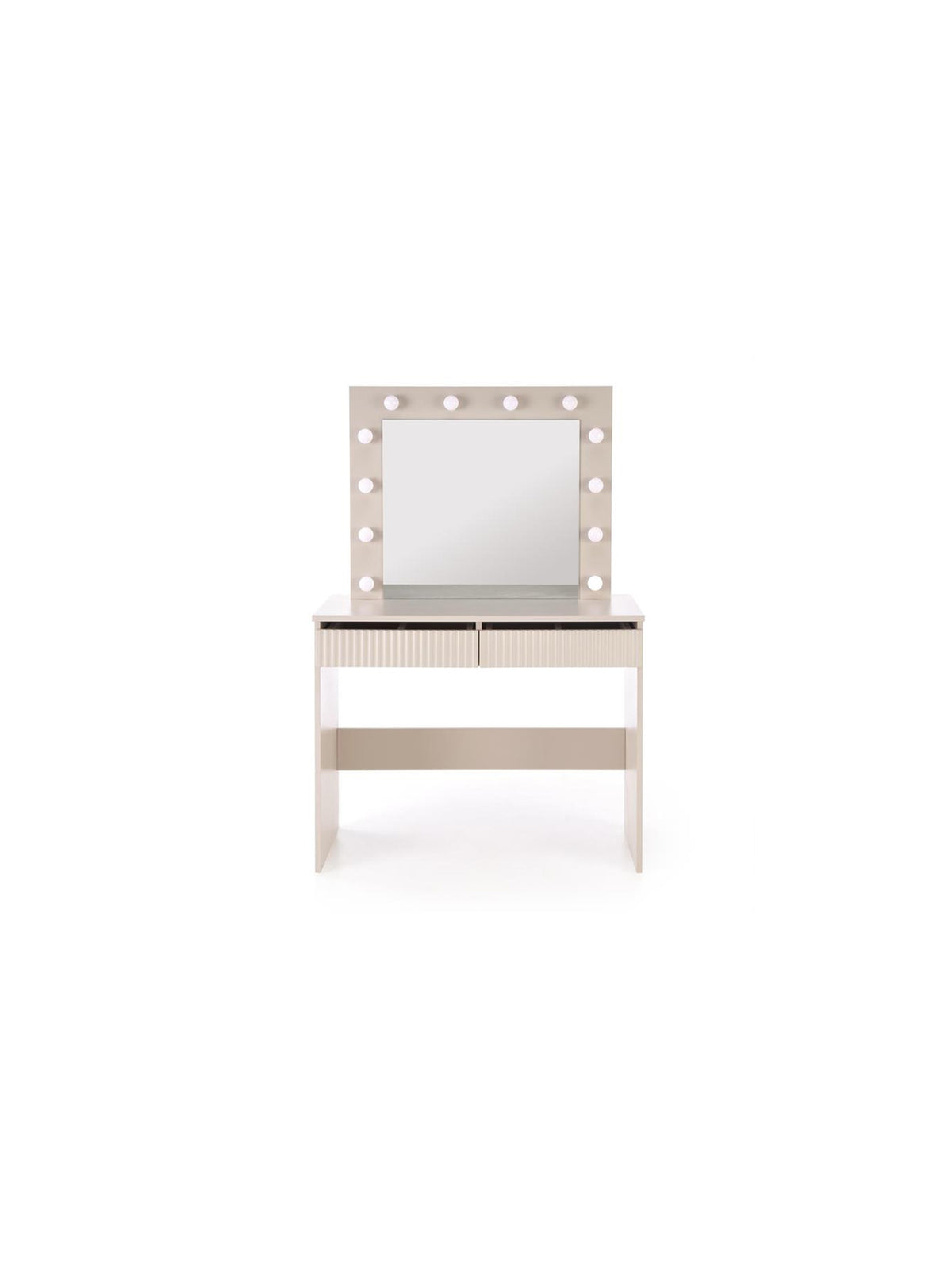 Toaletă Velinio 95 cm cu front rafinat casmir și oglindă LED, 2 sertare