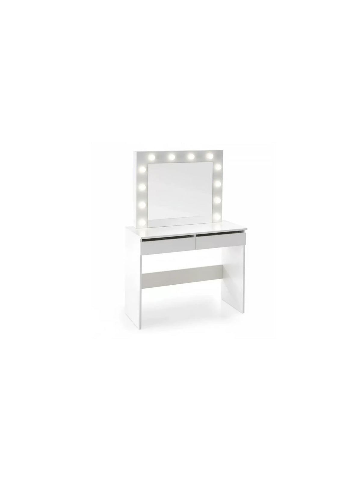 Toaletă Velinio 95 cm albă cu două sertare și oglindă iluminată LED