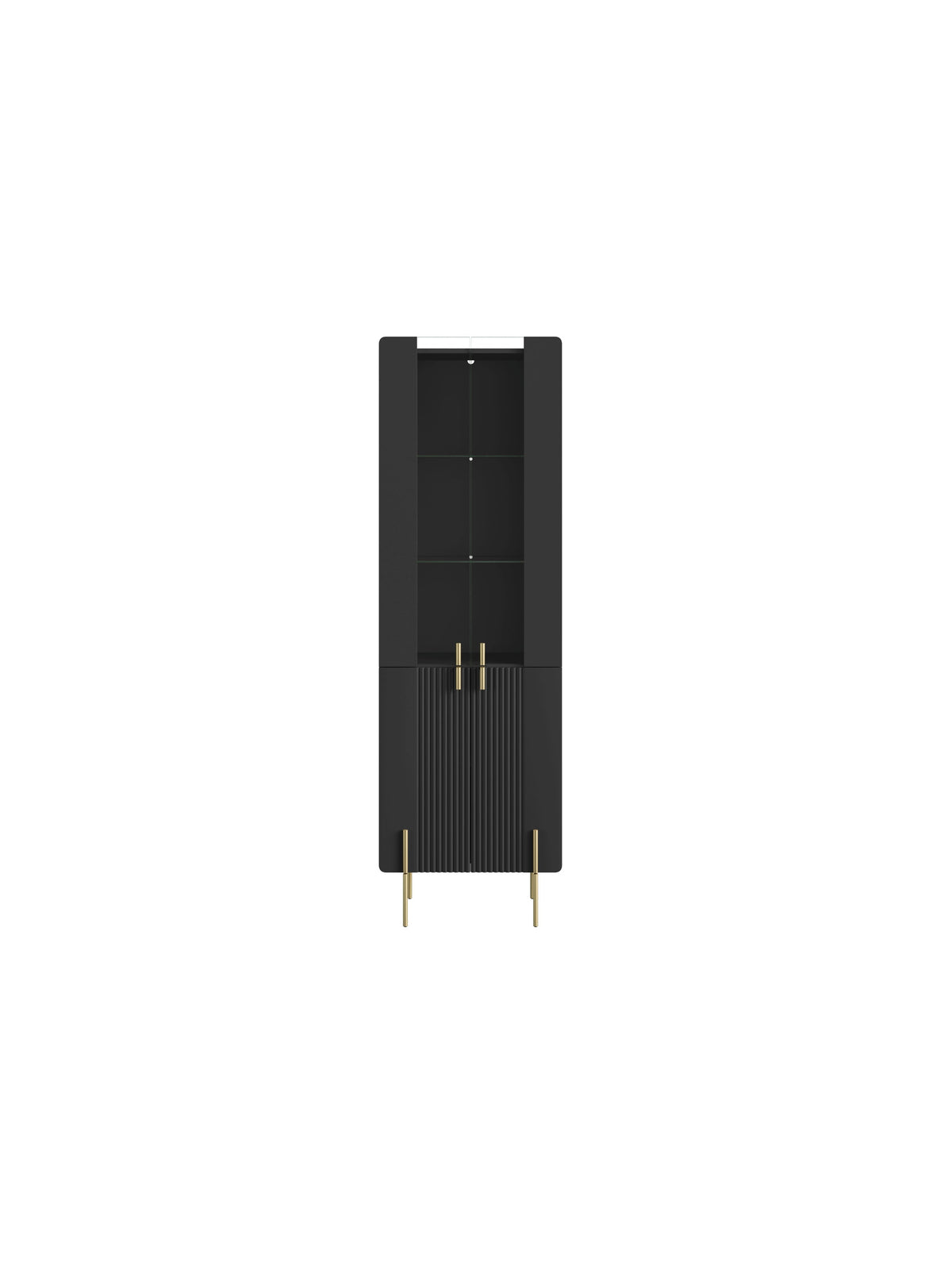 Witryna Malmi 60 cm - negru mat / picioare aurii