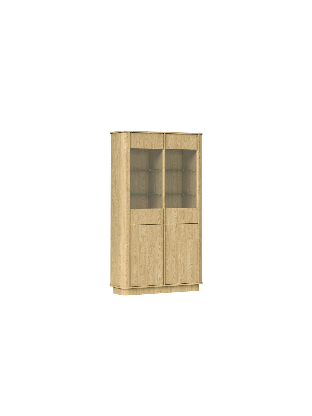 Vitrină înaltă Vello 108 cm culoare dąb baltic dune cu patru uși și fronturi din sticlă