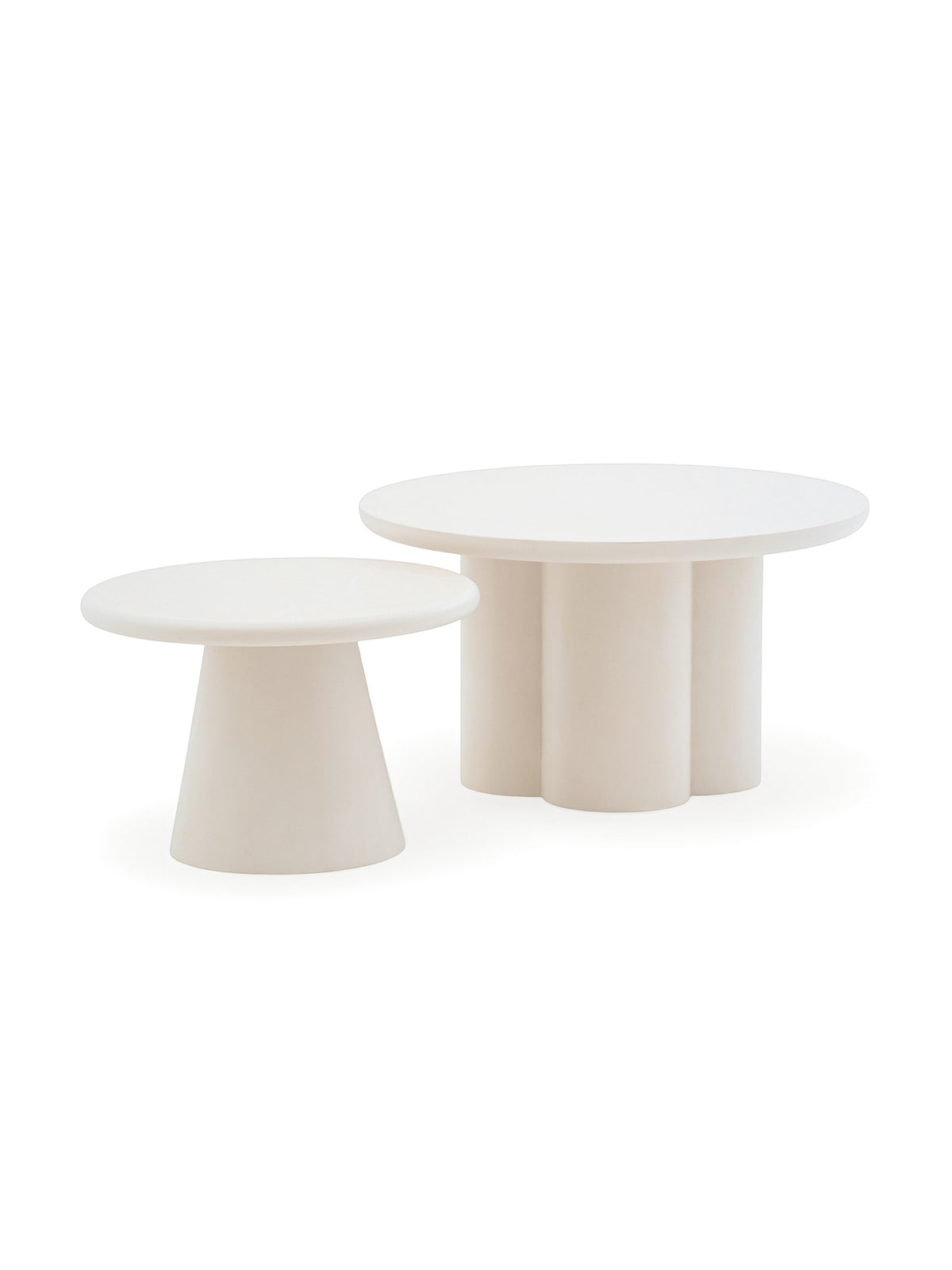 Set de măsuțe de cafea Clav 60 cm și Cylindus 80 cm bej, blat rotund din microciment