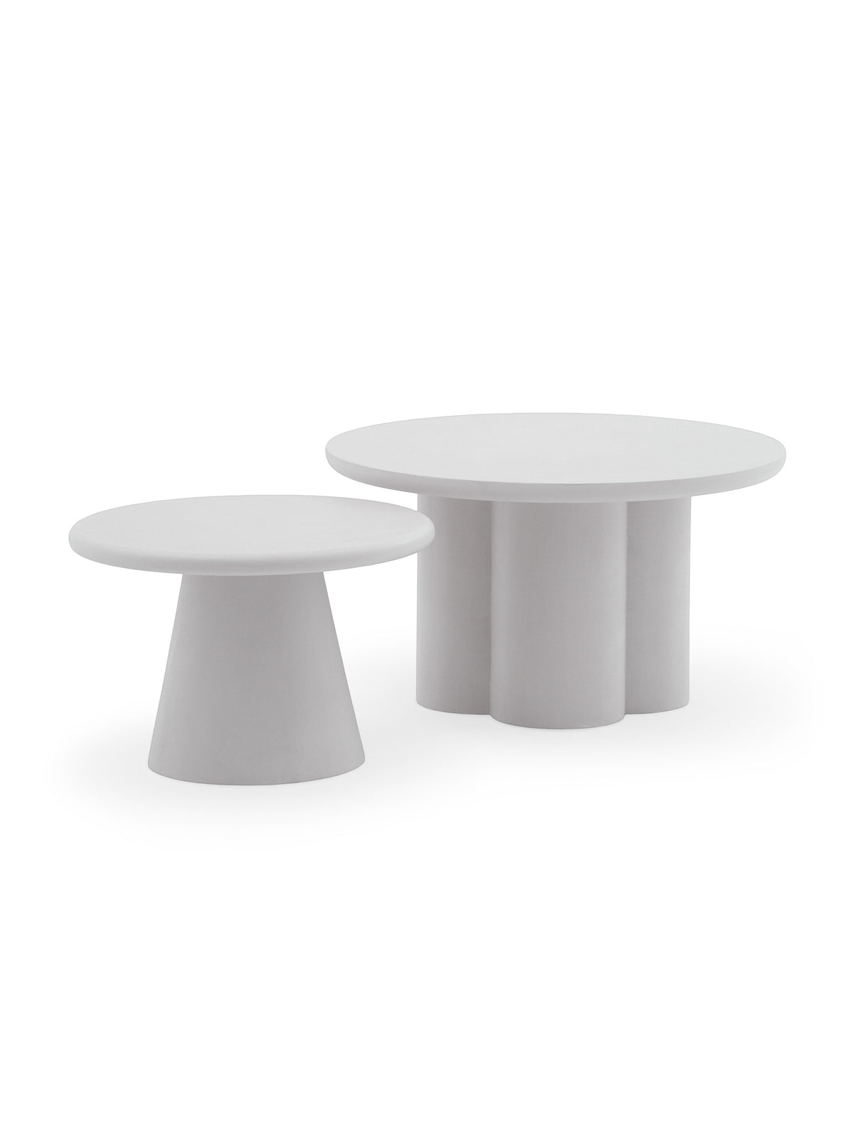Set de mese de cafea rotunde moderne Clav 60 cm și Cylindus 80 cm, gri deschis
