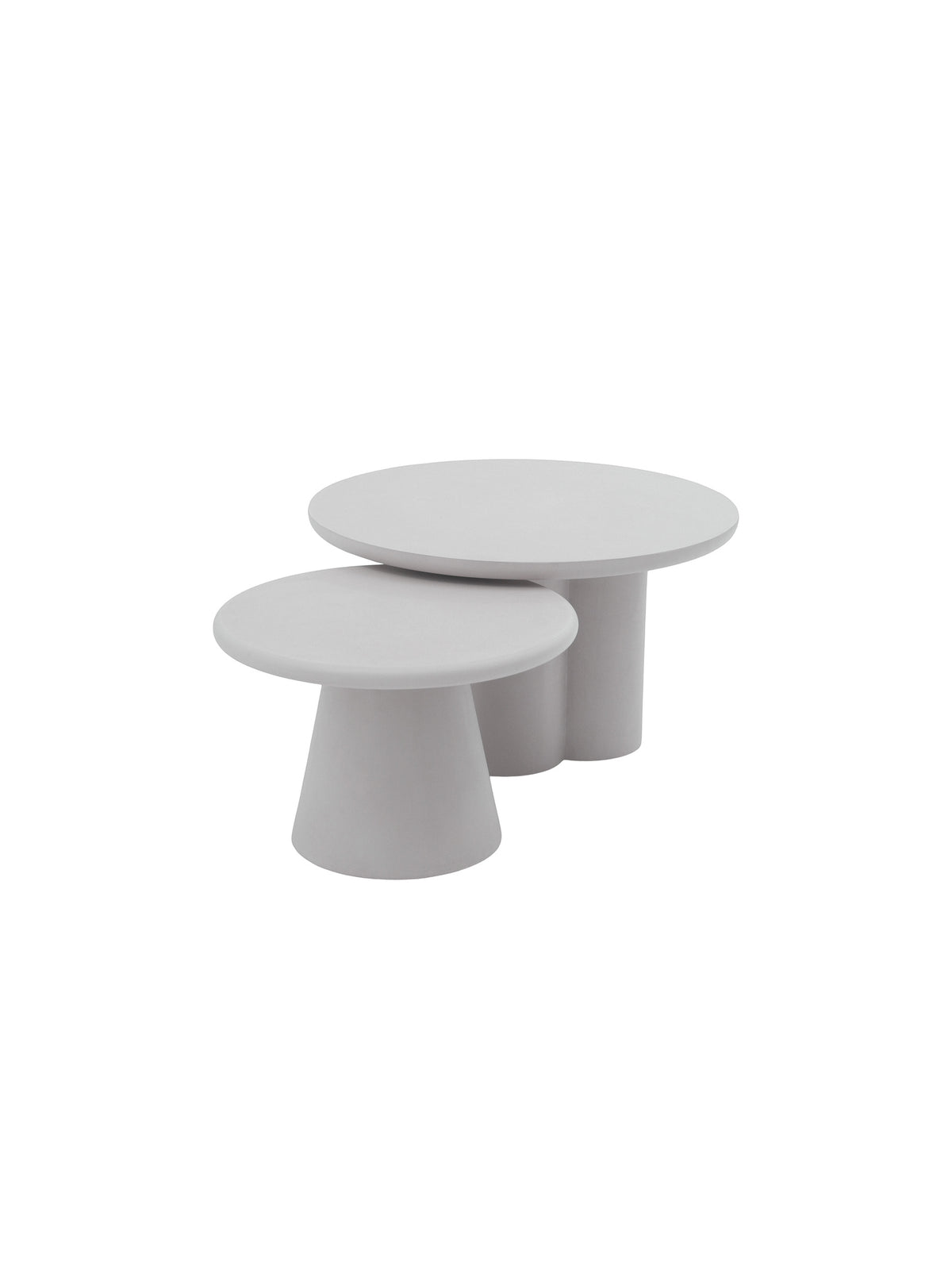 Set de două măsuțe de cafea rotunde Clav 60 cm și Cylindus 80 cm, gri deschis