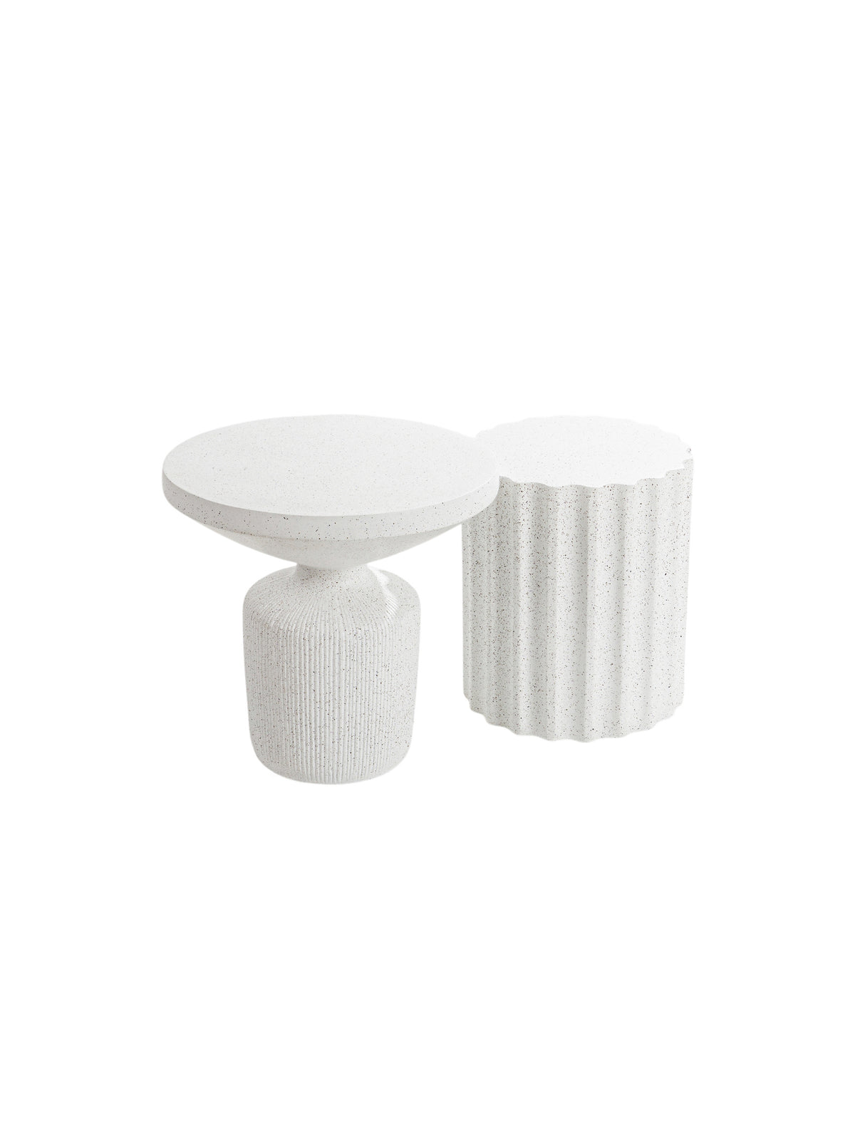 Set de două mese de cafea rotunde Sintro 54 cm și Tiaris 41 cm din lastrik alb