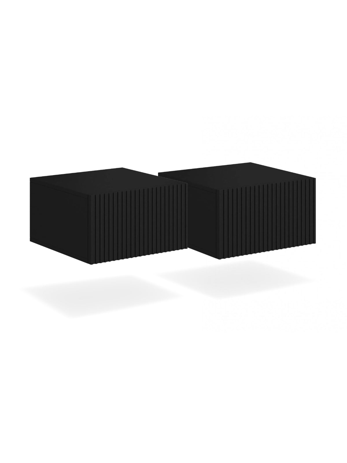 Set 2 noptiere suspendate negre Nicole 46 cm cu fronturi striate