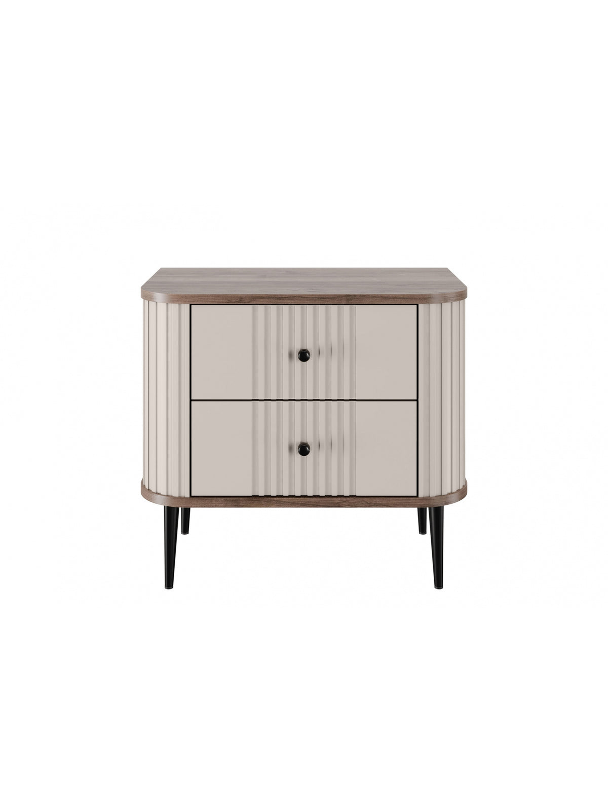 Set noptiere Vesper 56 cm casmir cu blat nuc și picioare negre