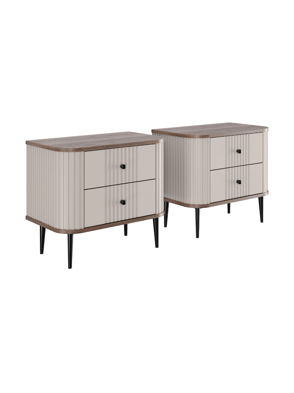 Set de noptiere Vesper 56 cm casmir cu blat nuc și picioare negre