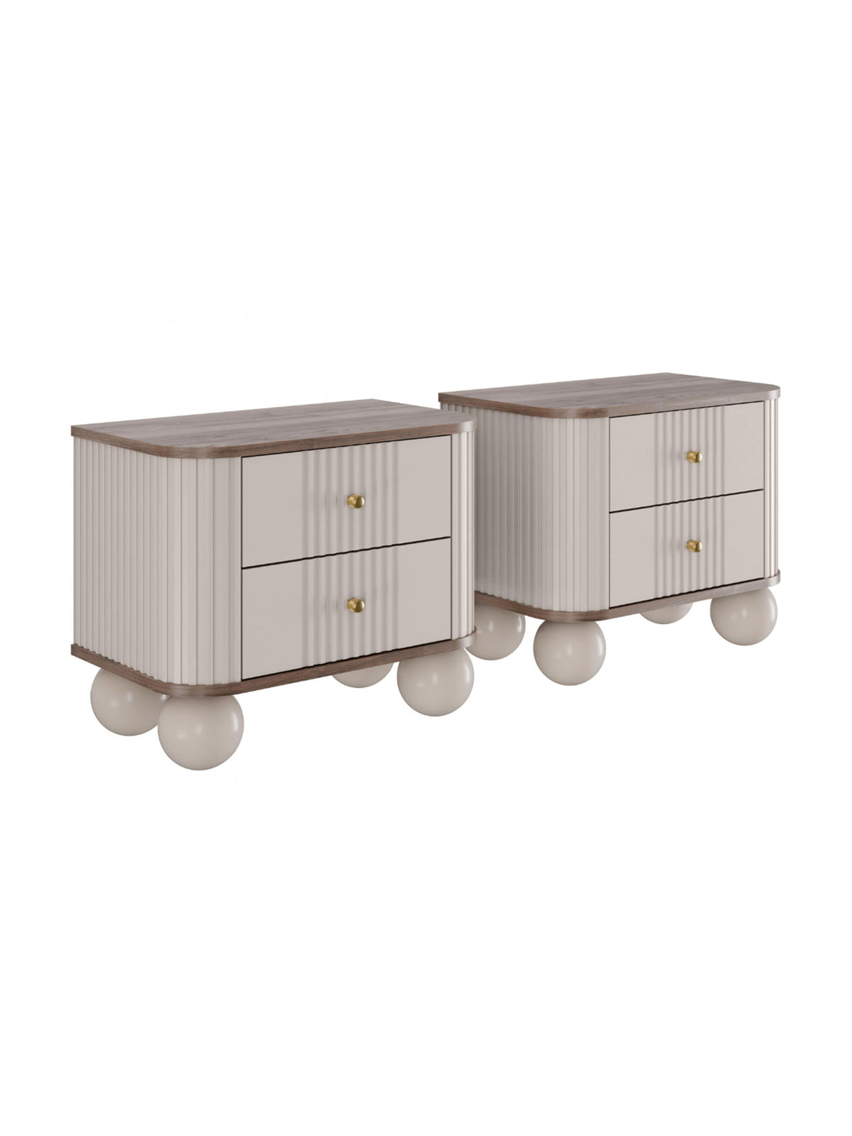 Set noptiere Vesper 56 cm cashmere cu fronturi striate și mânere aurii